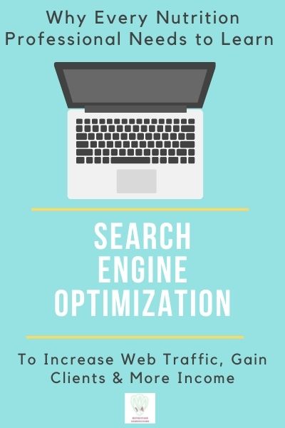 Words say "Why Nutrition Professionals Should Learn SEO" with a picture of a computer |Affordable SEO Packages Every Nutrition Professional Needs To Learn | JK Nutrition Consulting