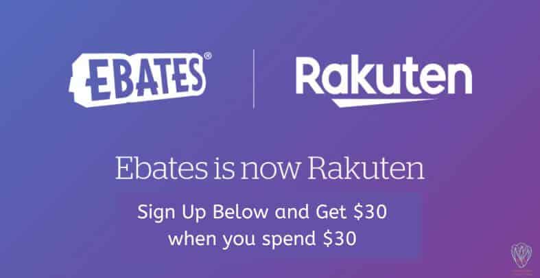 Says"Ebates is Now Rakuten. Sign up below, spend $30 and get $30" | JK Nutrition Consulting