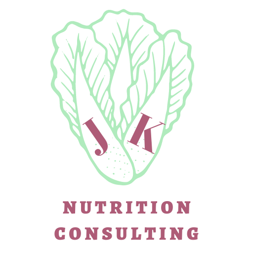 Lettuce graphic with the letter "J" and "K" inside them next to the words "nutrition consulting" | JK Nutrition Consulting