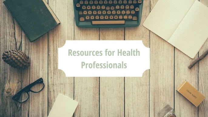 Typewrier with a paper that says "resources for health professionals" | JK Nutrition Consulting