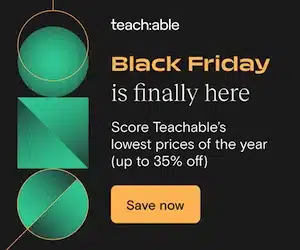 Teachable Cyber Week Black Friday Deals Graphic | JK Nutrition Consulting