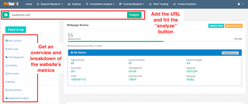 Keysearch Page Analyzer Overview | JK Nutrition Consulting