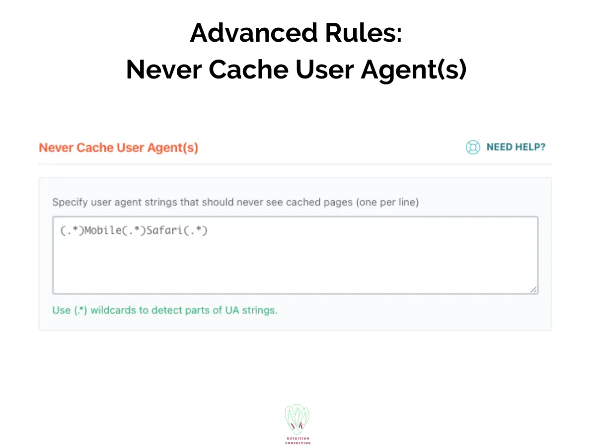 Advanced Rules: Never Cache User Agent(s) | WP Rocket Review | JK Nutrition Consulting