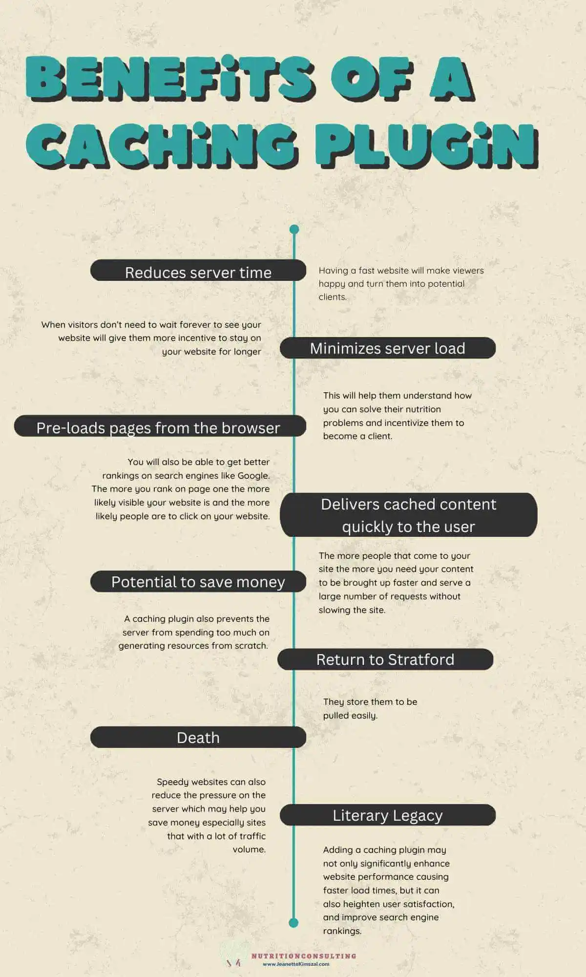 Benefits of a Caching Plugin Infographic | WP Rocket Review | JK Nutrition Consulting