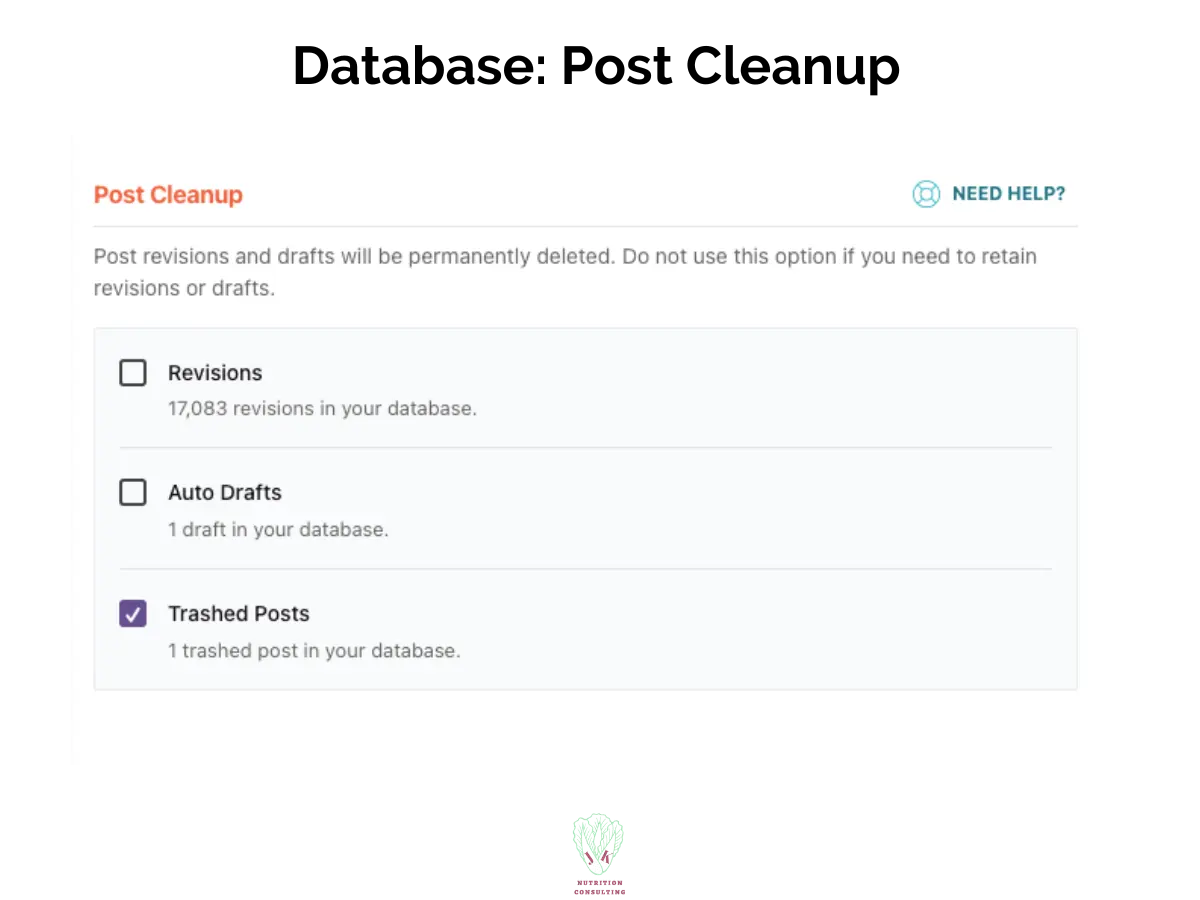 Database settings: Post cleanup | WP Rocket Review | JK Nutrition Consulting