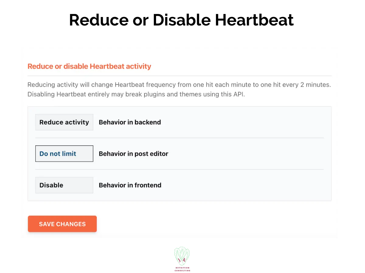 Heartbeat Settings WP 2 of 2 | WP Rocket Review | JK Nutrition Consulting