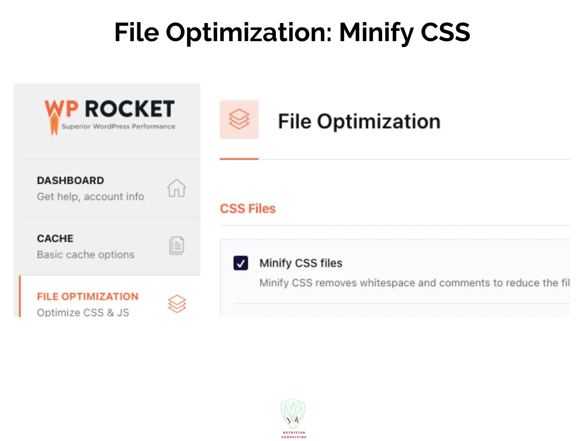 File Optimization Minify CSS photo 2 of 3 | WP Rocket Review | JK Nutrition Consulting