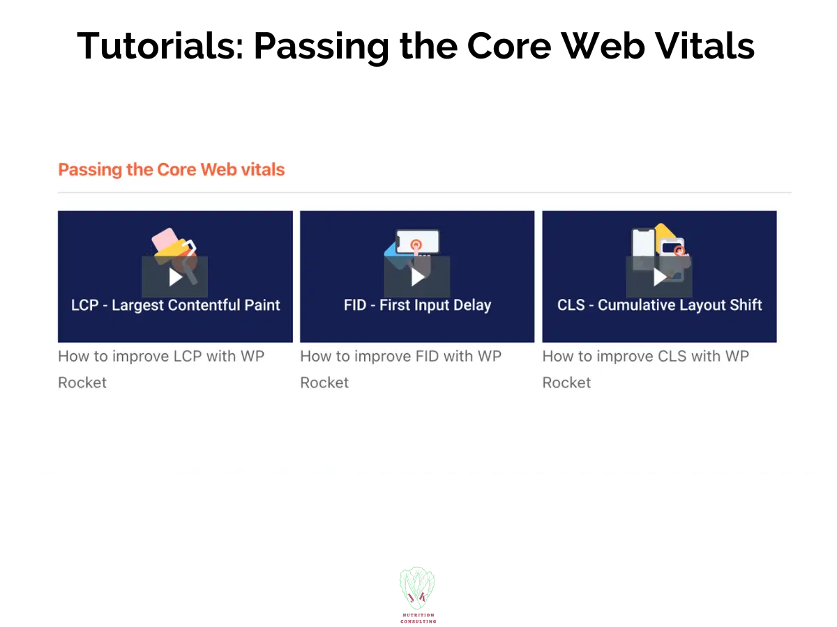 Tutorials: Passing the Core Web Vitals | WP Rocket Review | JK Nutrition Consulting